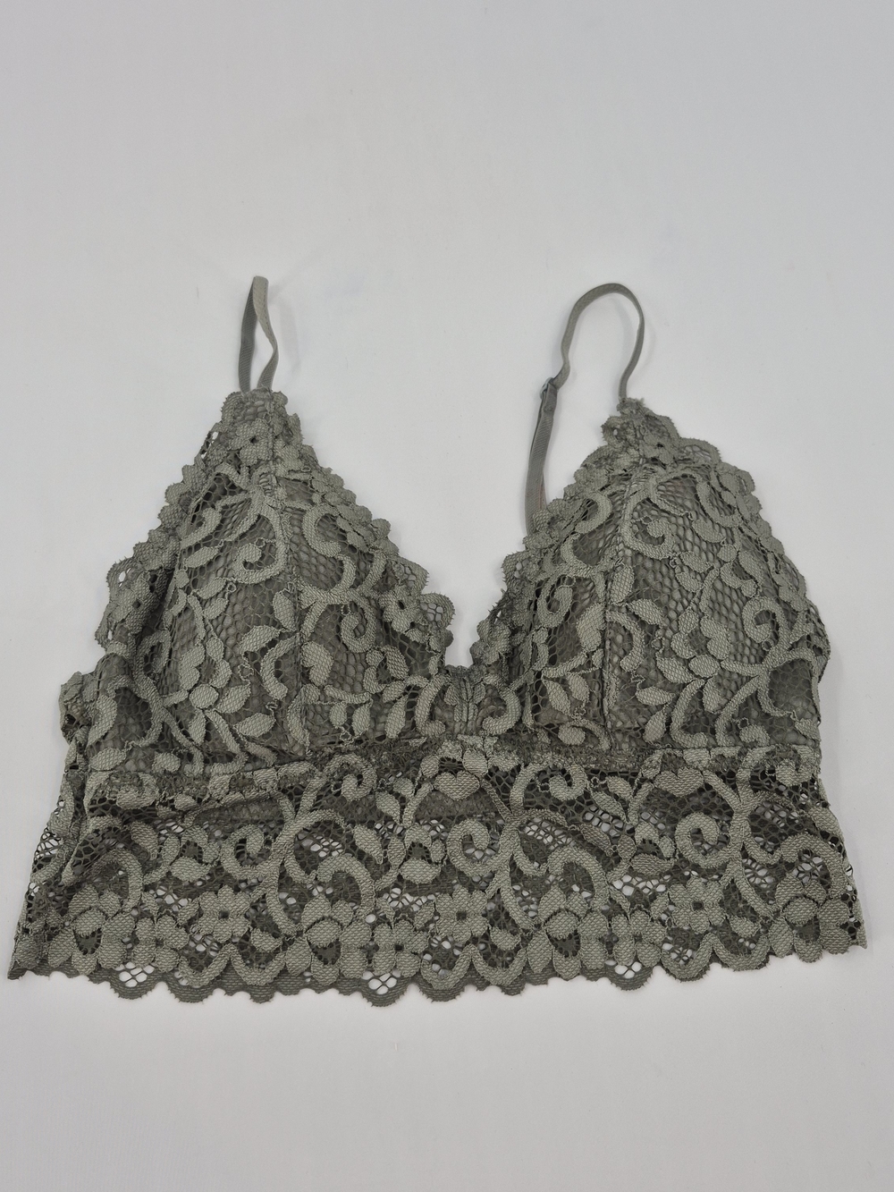 Oysho Womens Bralette Bra Small Green Floral Lace Padded Lingerie NWOT